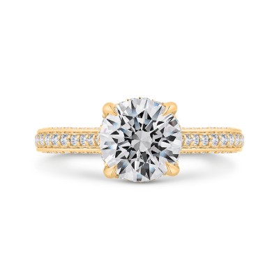 14K Yellow Gold Round Cut Diamond Engagement Ring (Semi-Mount)