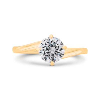 14K Yellow Gold Round Cut Diamond Solitaire Engagement Ring (Semi-Mount)