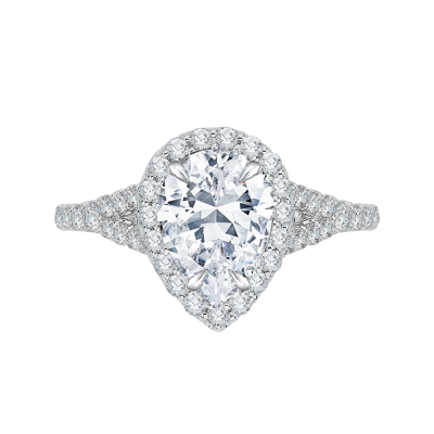 18K White Gold 2/3 Ct Pear Cut Diamond Engagement Ring (Semi-Mount)