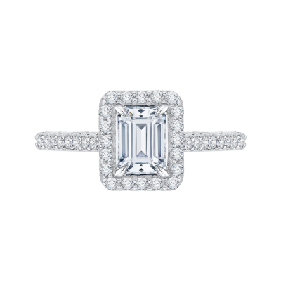 18K White Gold 3/4 Ct Emerald Cut Diamond Engagement Ring (Semi-Mount)