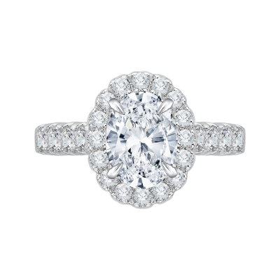 18K White Gold 3/4 Ct Oval Cut Diamond Engagement Ring (Semi-Mount)