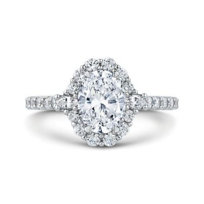 14K White Gold 7/8 Ct Oval Cut Diamond Engagement Ring (Semi-Mount)
