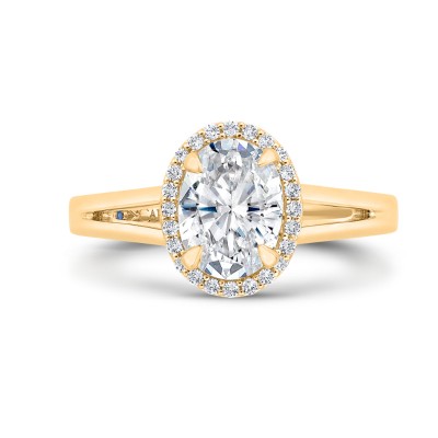 14K Yellow Gold Oval Cut Diamond Engagement Ring (Semi-Mount)