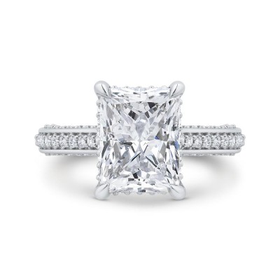 Radiant Diamond Engagement Ring In 14K White Gold (Semi-Mount)