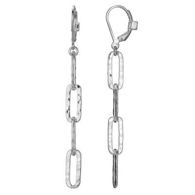 Lady's Silver Hammered Sterling Silver Paperclip Earrings