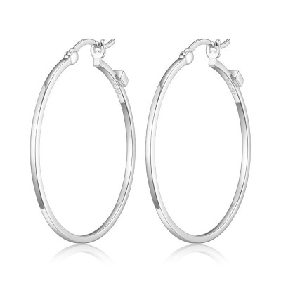 Silver Polished Sterling Silver Hoops Charm