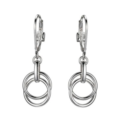 Lady's Silver Polished Sterling Silver Leverback Earrings