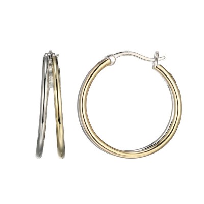 Two Tone Sterling Silver Hoop Earrings