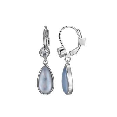 Sterling Silver Blue Topaz & Mother of Pearl Earrings