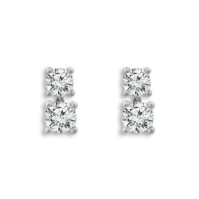 14K White Gold Studs Earrings With 4=0.50Tw Round H/I Si2 Diamonds