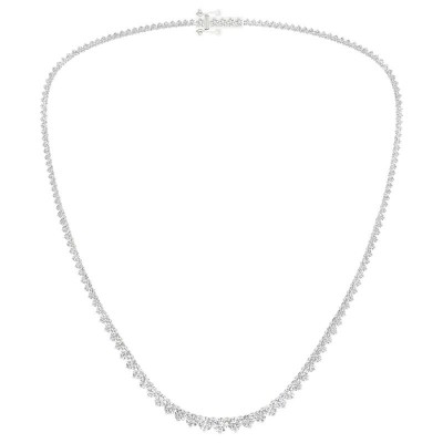 14KW 10ctw 3-Prong Riviera Necklace