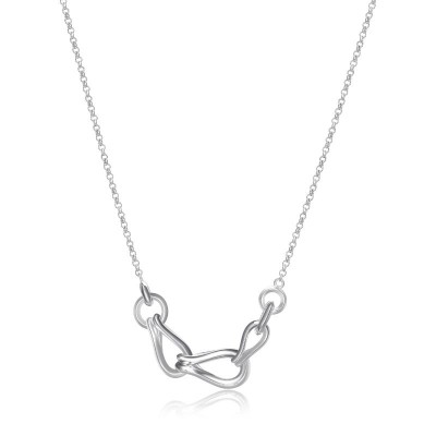 Silver Polished Silver Link Charm Necklace