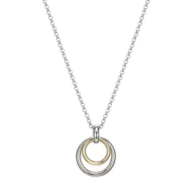 Two Tone Sterling Silver Double Ring Chain