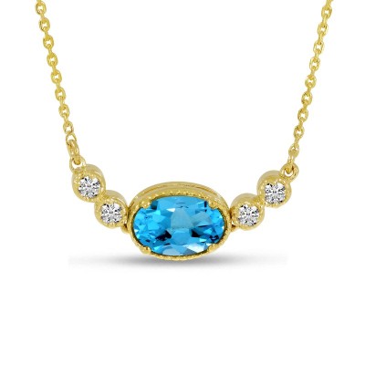 Oval December Birthstone & Diamond Necklace