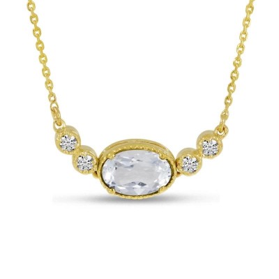 Oval April Birthstone & Diamond Necklace