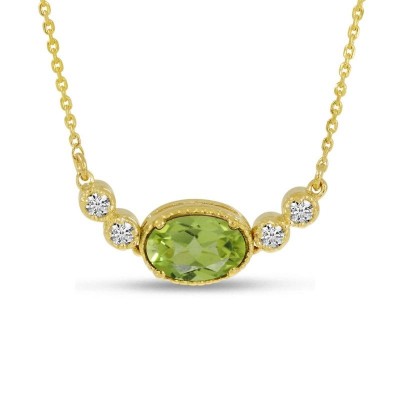 Oval August Birthstone & Diamond Necklace