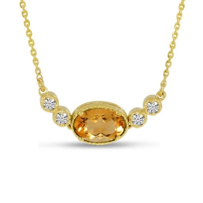 Oval November Birthstone & Diamond Necklace