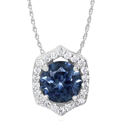 14KW Sapphire & Diamond Pendant