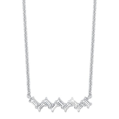 14K White Gold  Bagg  Necklace 1/5Ctw