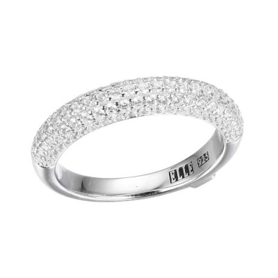 White Sterling Silver Pave Ring Size 7