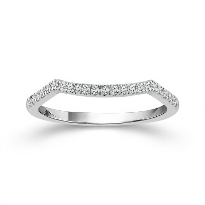 14K White Gold Curved Wedding Band