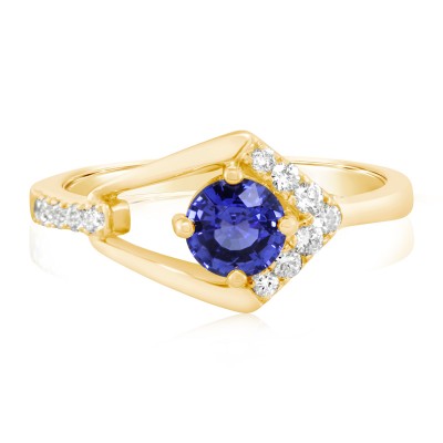 14KY Sapphire Geometric Fashion Ring
