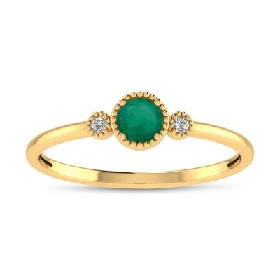 Emerald Millgrain Ring