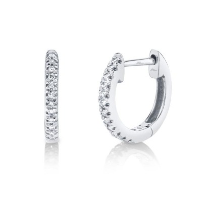 0.07Ct 14K W/G Diamond Huggie Earrings