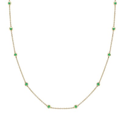 0.33Ct 14K Y/G Emerald By The Yard Necklace