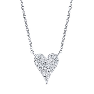 0.11Ct 14K W/G Diamond Pavé Heart Necklace