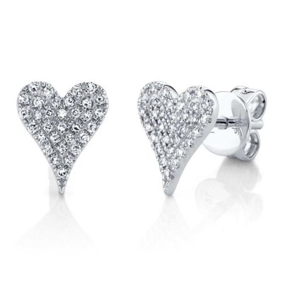 0.14Ct Diamond Pave Heart Stud Earring