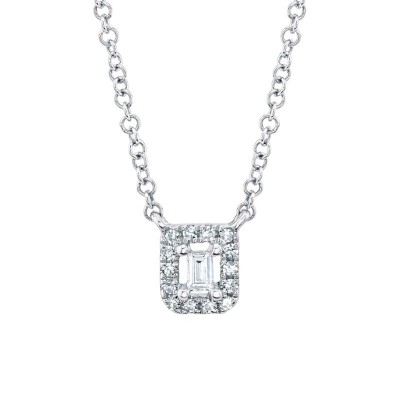 0.05Ct 14K W/G Diamond Baguette Necklace