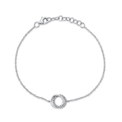 0.07Ct 14K W/G Diamond Love Knot Circle Bracelet