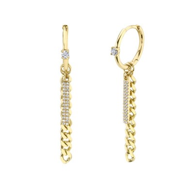0.20Ct 14K Y/G Diamond Pavé Link Huggie Earrings