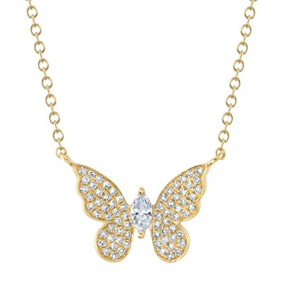0.23Ct Diamond Marquise Butterfly Necklace