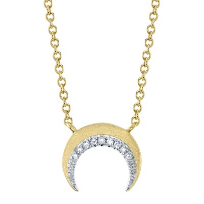 0.02Ct Diamond Crescent Moon Necklace