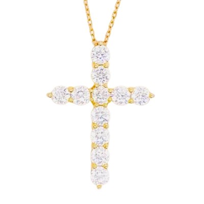 14K Yellow Gold  Diamond Cross Pendant