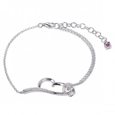 Sterling Silver Heart Bracelet Length 6.75