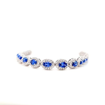 14K White Sapphire and Diamond Bracelet