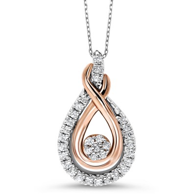 Loves Crossing Rose Gold and Silver Diamond Pendant