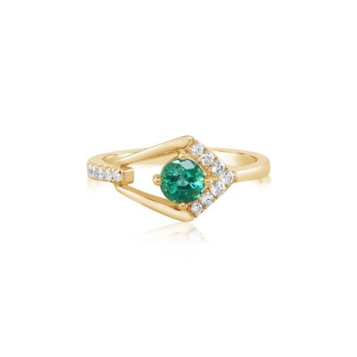 14KY Emerald Geometric Fashion Ring