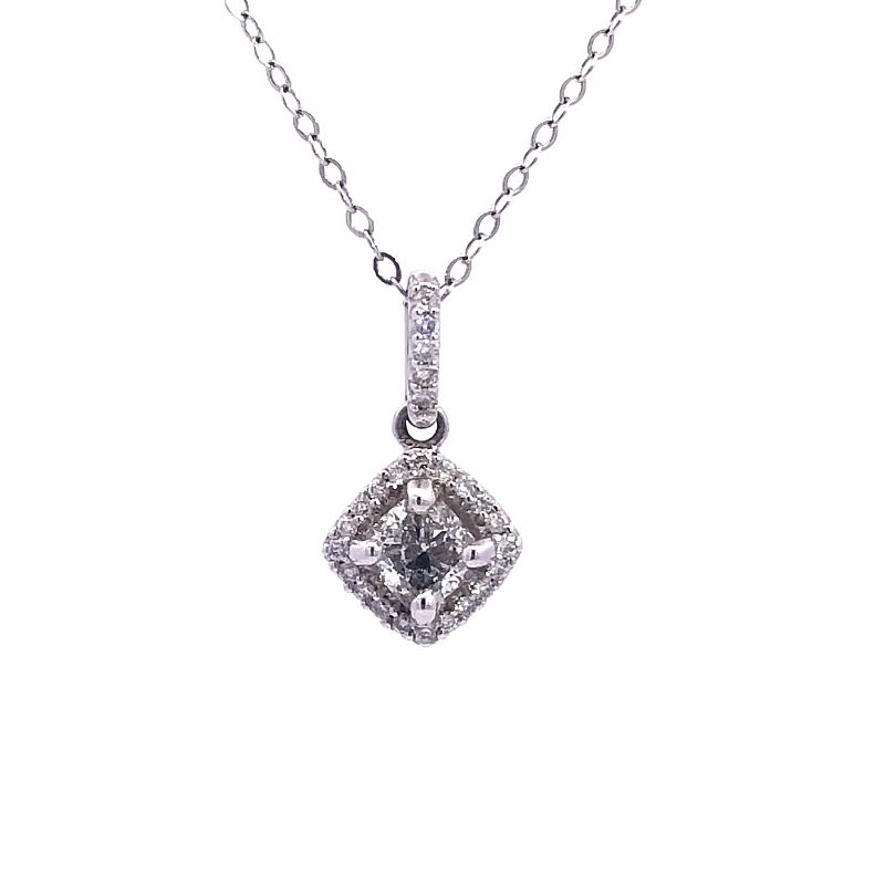 Cushion Diamond Halo Pendant