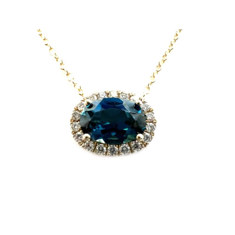 14KY Blue Topaz & Diamond Necklace