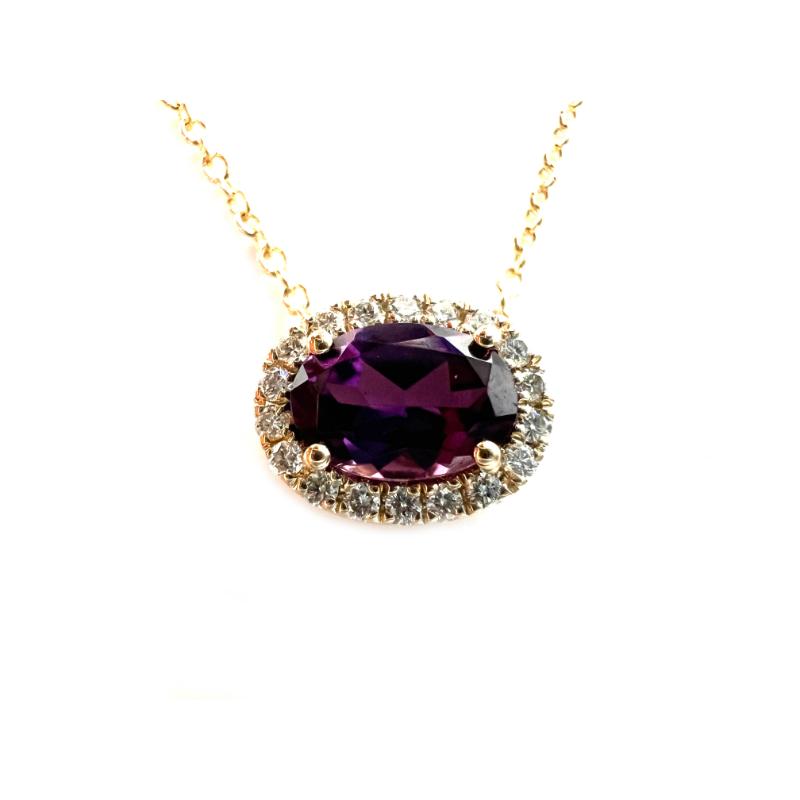 14KY Grape Garnet & Diamond Necklace