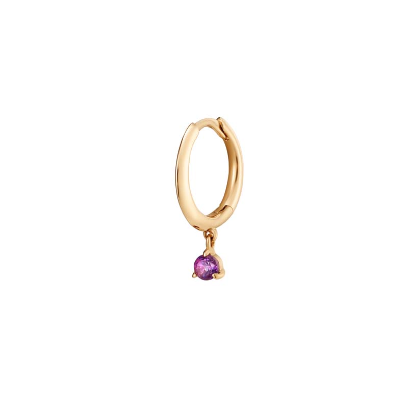 ELVA Single Huggie Hoop with Amethyst Drop