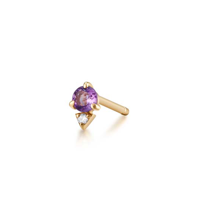 TIANA Amethyst and Diamond Single Stud Earring