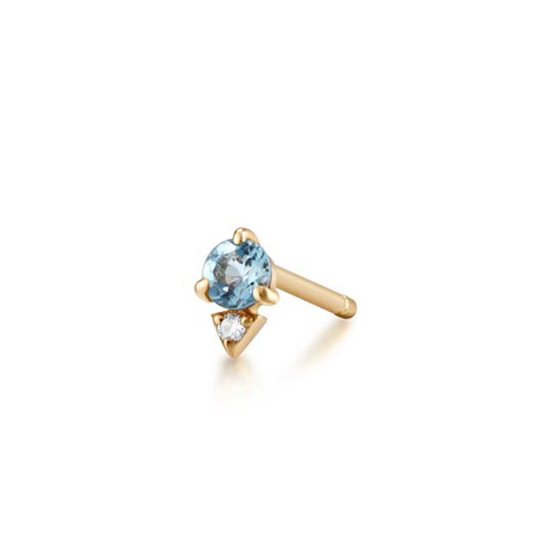 BECK Aquamarine and Diamond Single Stud Earring