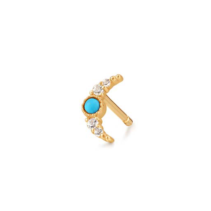 NORA Turquoise & White Sapphire Crescent Moon Single Earring