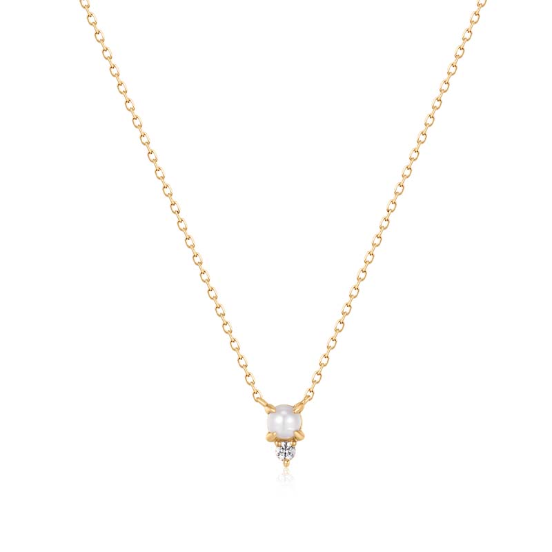 TALIA White Pearl & White Sapphire Necklace