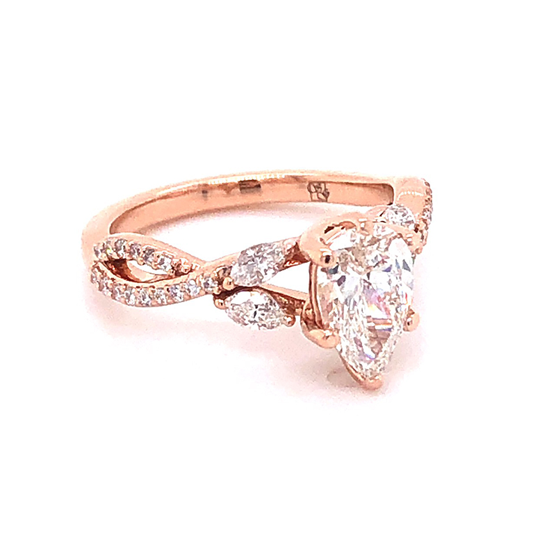 Intertwined Pear Shaped Diamond Engagement Semi-mount